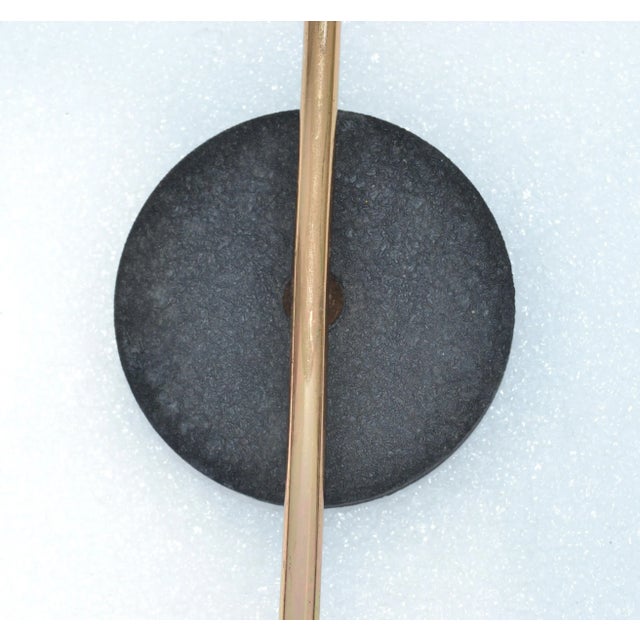 Brass Set of 3 Sconces Style of Stilnovo Brass & Round Blown Opaline Shade France 1960 For Sale - Image 8 of 13