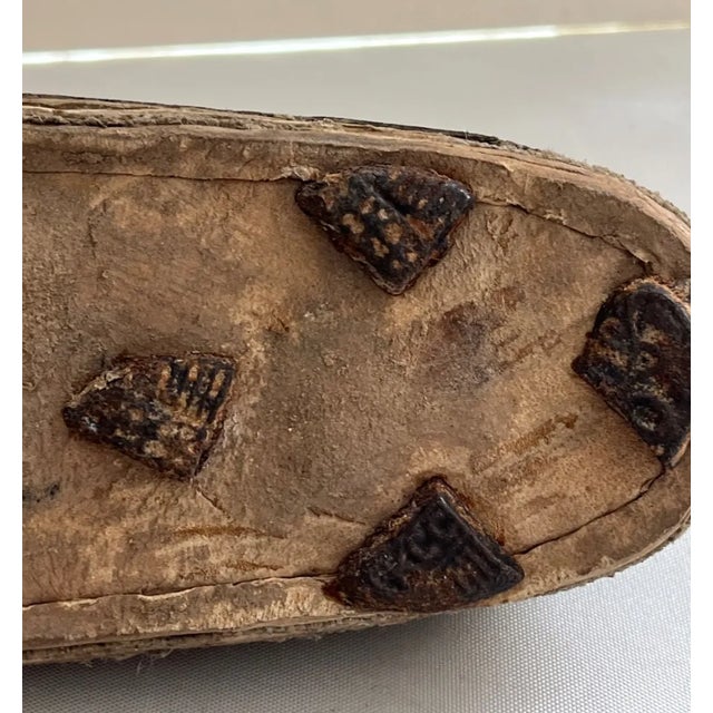 Black Antique Korean Joseon Dynasty Heukhye Nobleman's Leather Shoe, Single, Yangban Nobility Footwear With Hobnail Sole, 19th Century For Sale - Image 8 of 15