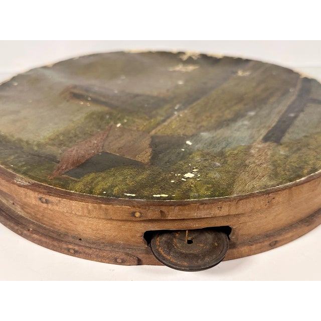 Antique Folk Art Hand Painted Scenic Tambourine For Sale - Image 6 of 10