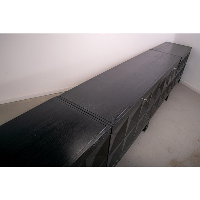 Brutalist Ebonized Sideboard by J. Batenburg for Mi Belgium, 1960s, Set of 3 For Sale - Image 6 of 15