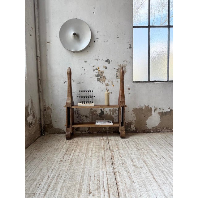 Old small shelf from afghanistan in exotic wood, with a brutalist or folk art appearance. we love solid wood, the patina...