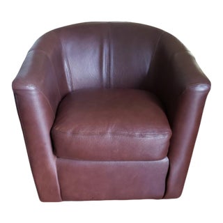 Vintage Top Grain Leather 360° Swivel Club Chair by Rapallo Leather For Sale
