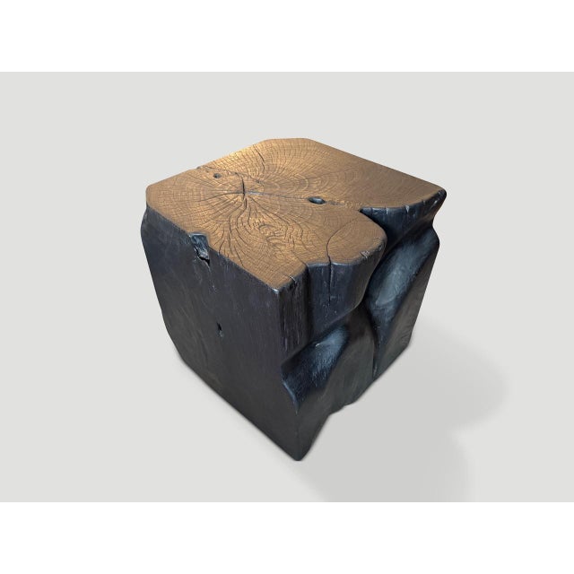 Andrianna Shamaris Sculptural Charred Teak Wood Side Table For Sale - Image 12 of 18