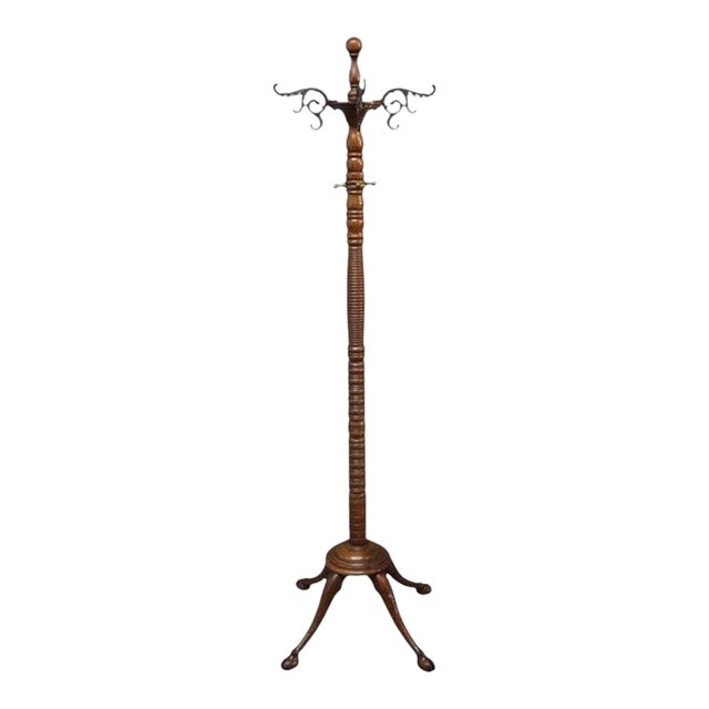 Rj Horner Attr Oak & Brass Hoof Foot Coat Rack C1920 For Sale