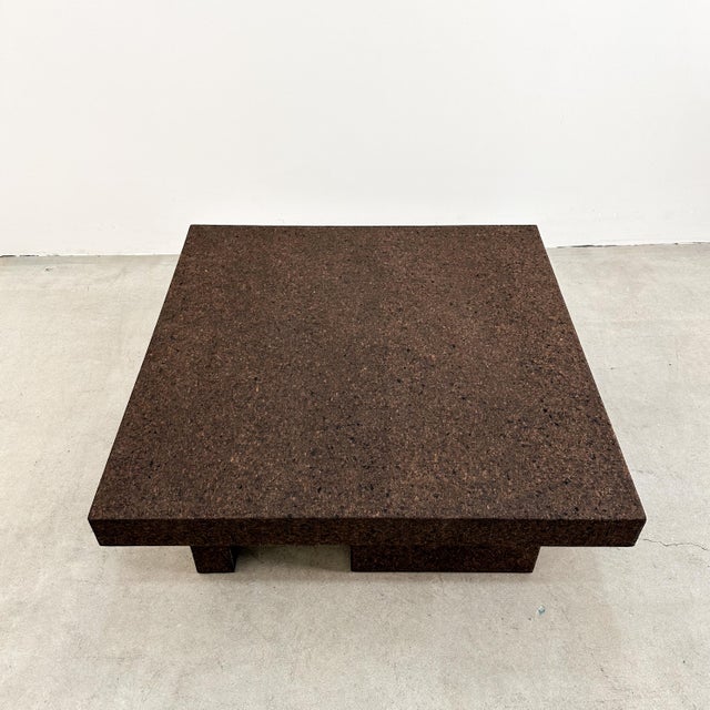 Vintage 1970s Mid-Century Modern Square Chocolate Cork Coffee Table For Sale In Palm Springs - Image 6 of 10
