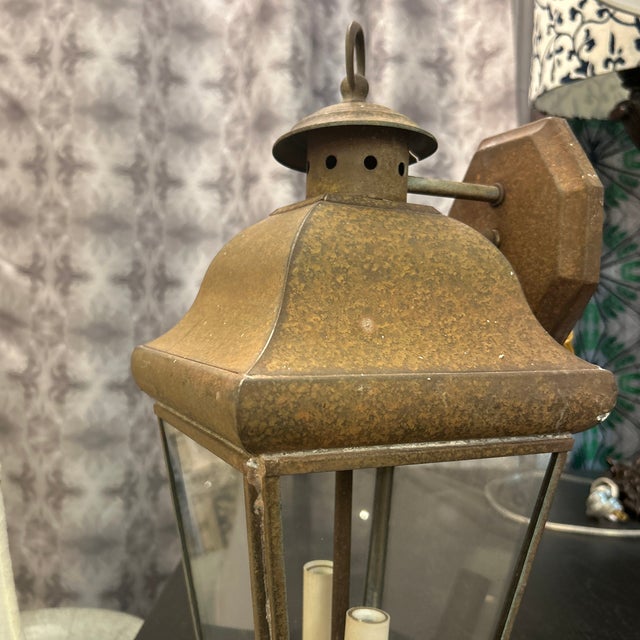 Antique Rustic Metal Lantern Light For Sale - Image 12 of 12