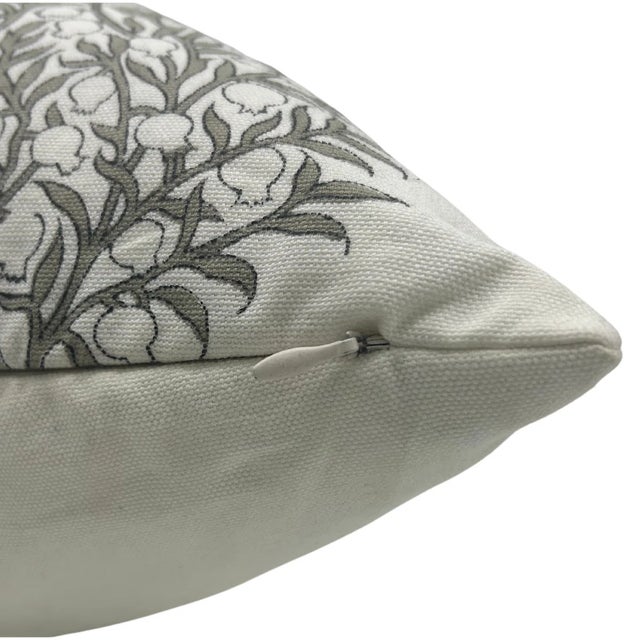 Art Deco Fabdivine Handcrafted Block Print Cushion Cover 22x22 Inch Thick Cotton White-Anar For Sale - Image 3 of 6