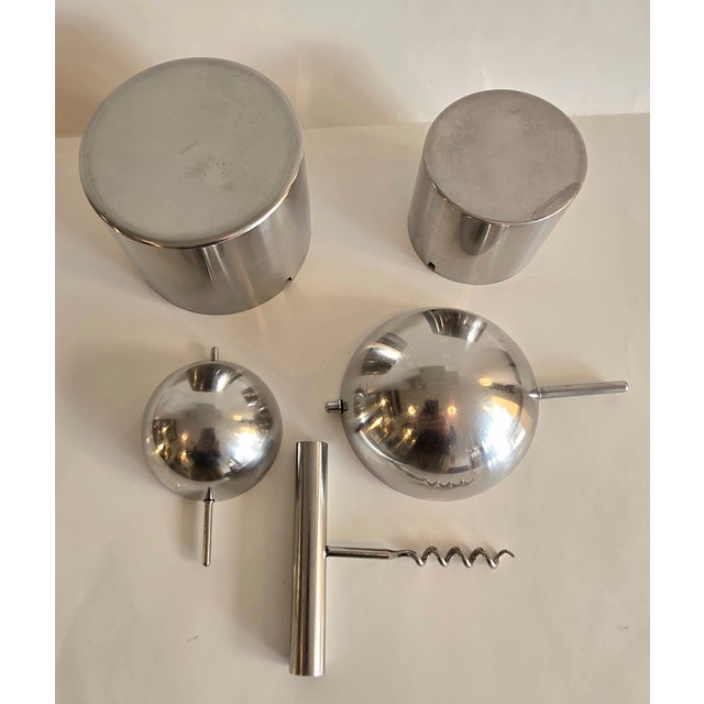 Bauhaus Cylinda Ashtray by Arne Jacobsen and Corkscrew by Peter Holmblad for Stelton, 1960s, Set of 3 For Sale - Image 3 of 9