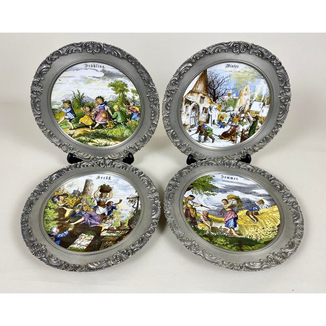 Vintage Wall Plates in Porcelain and Tin from BMF, 1970s, Set of 4 For Sale - Image 3 of 10