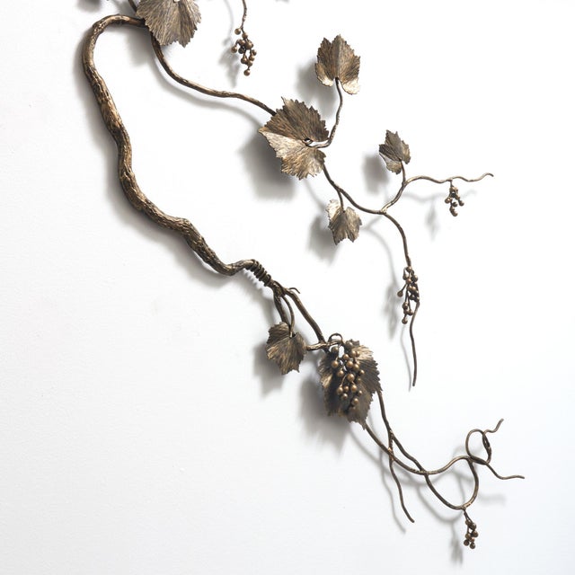 Gold Brilliant Gold Grape Leaf Wall Sculpture For Sale - Image 8 of 12