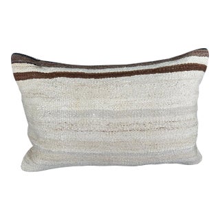Turkish Hemp Pillow Cushion Natural Beige Brown Pillow Cushion Cover 16" x 24" For Sale