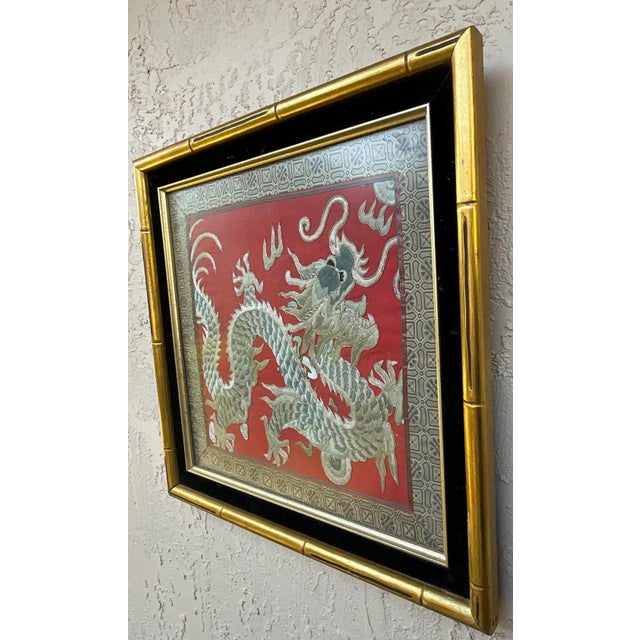 Chinese Dragon, Framed Silk Textile Embroidery For Sale - Image 11 of 12