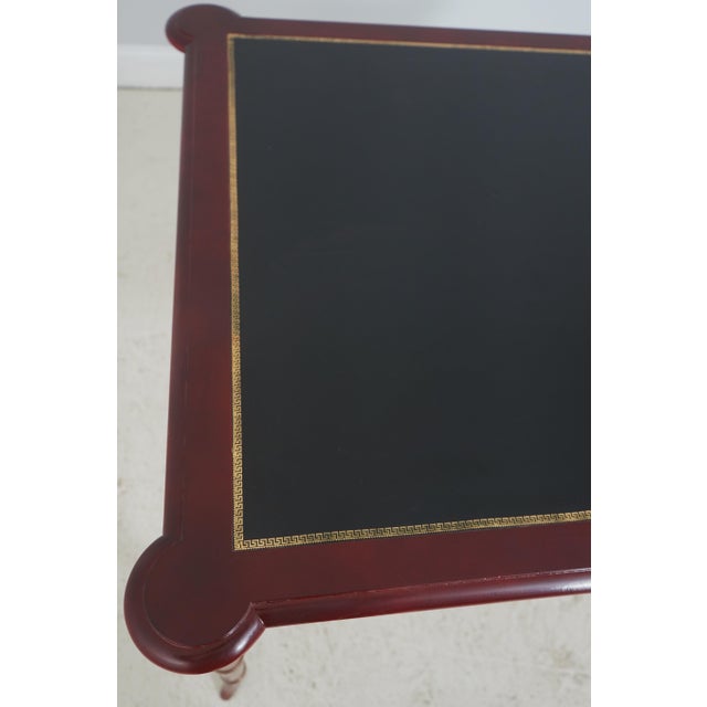 Kindel Leather Top Bamboo Form Leg Games Table For Sale - Image 11 of 15