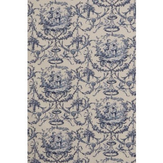 Double Width Fragonard Toile Blue on Cream Fabric - Sample For Sale