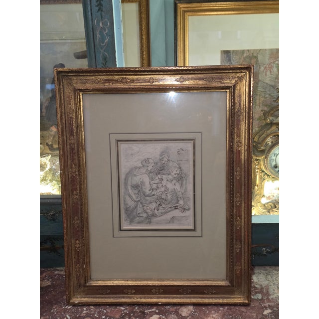 Antique Drawing of Three Figures For Sale - Image 10 of 11