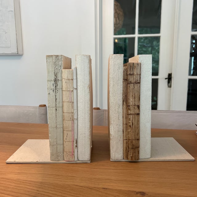 Vintage Parchment Book Ends- A Pair