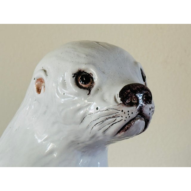 Mid-Century Italian Glazed Terracotta Seal Pups - a Pair For Sale In Palm Springs - Image 6 of 12