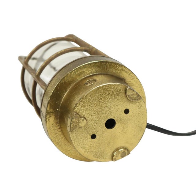 Industrial Brass Ship Cage Lamp, Rotterdam, 1950s For Sale - Image 10 of 14