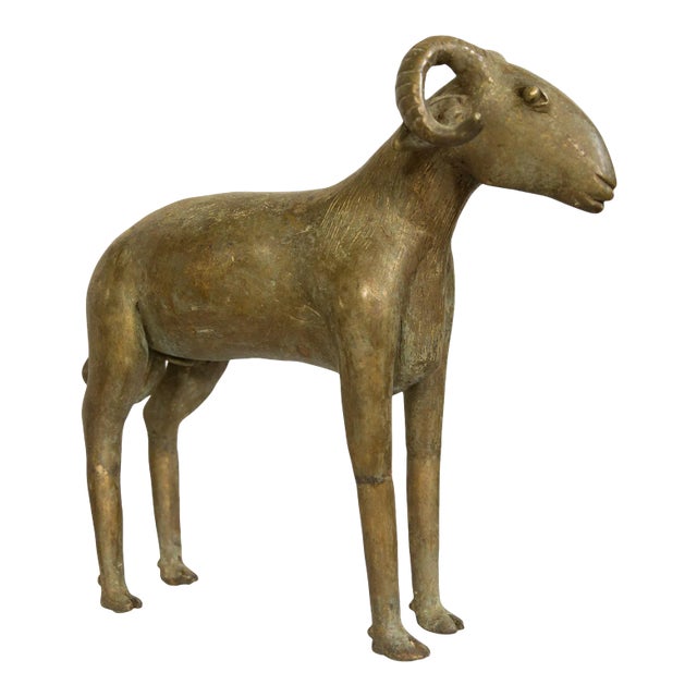 Vintage African Bronze Ram For Sale