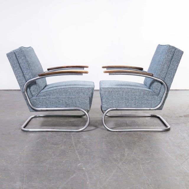 Mart Stam Blue Fleck Armchair by Mart Stam for Mucke Melder, 1930s For Sale - Image 4 of 12