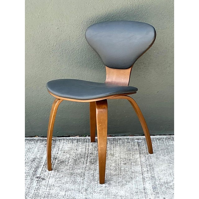 Mid-Century Modern Vintage Wood and Leather Cherner Dining Chair For Sale - Image 3 of 18