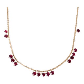 18k Yellow Gold 5.73 Carats Ruby Dangle Necklace For Sale