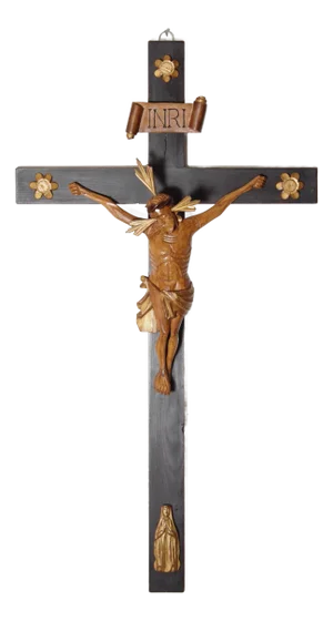 Late 19th Century Spruce Wood Carved Crucifix, Bohemia, 1800s