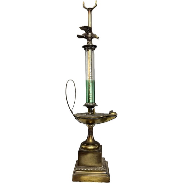 Mid 20th Century Pair of Vintage Table Lamps Made in the Style of Antique Aladdin-Style Whale Oil Timekeeping Lamps For Sale - Image 5 of 17