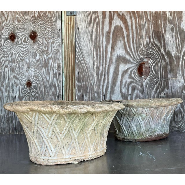Mid 20th Century Vintage Regency Patinated Cement Planters - A Pair For Sale - Image 5 of 10