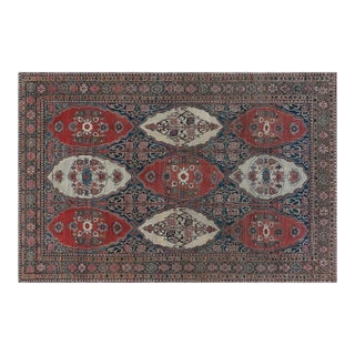 Authentic 19th Century Persian Senneh Red Handmade Wool Carpet For Sale