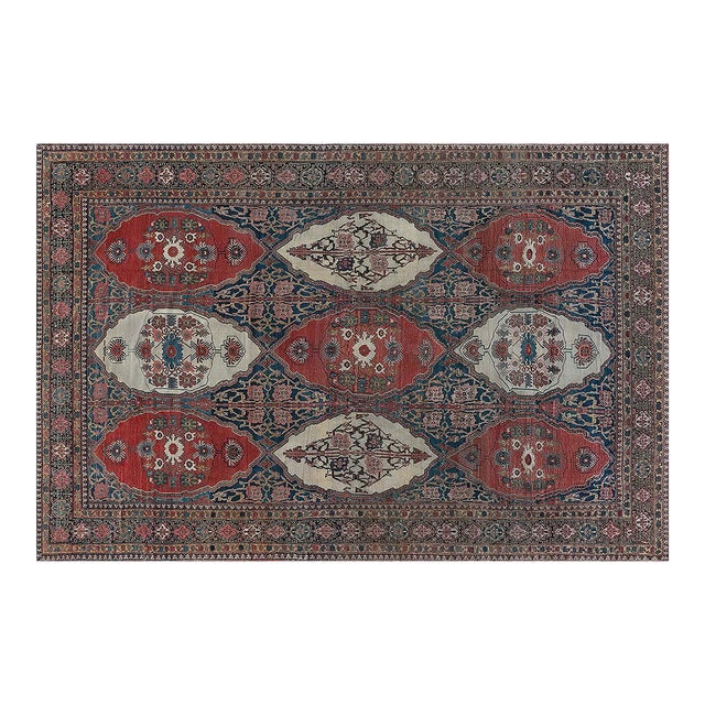 Authentic 19th Century Persian Senneh Red Handmade Wool Carpet For Sale