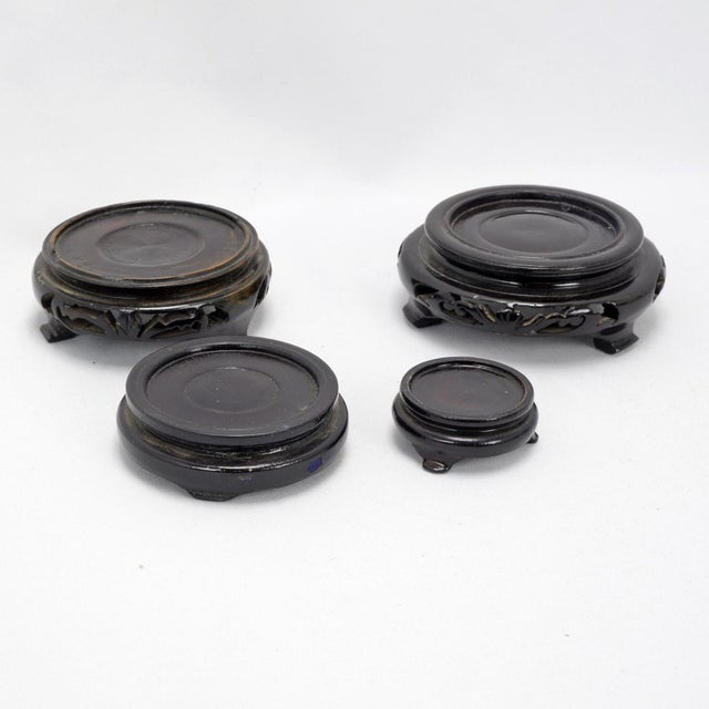 Chinese Four Vintage Chinese Wooden Display Stands For Sale - Image 3 of 16