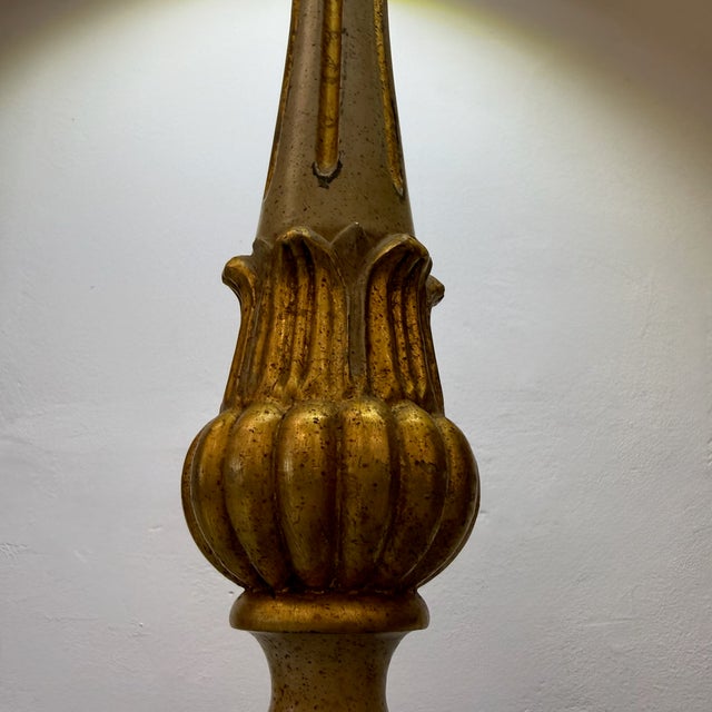 Large Italian Florentine Floor Lamp in Gilded Wood, 1960s For Sale - Image 10 of 12