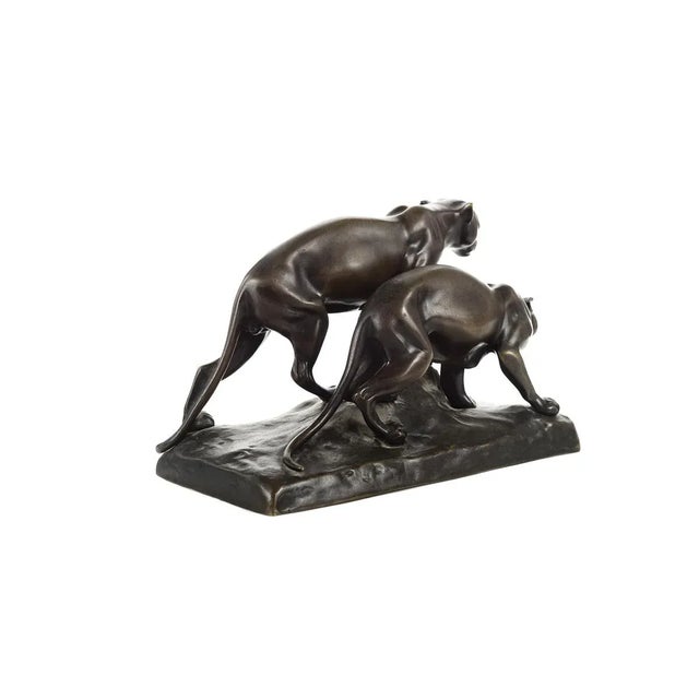 Metal Michael Six Original Mountain Lions Bronze Sculpture For Sale - Image 7 of 9