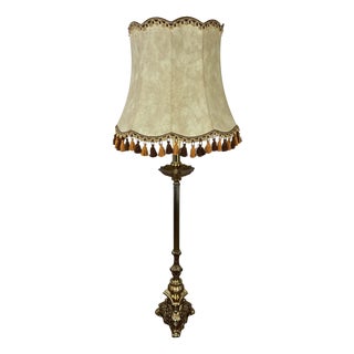 Vintage Floor Lamp with Tassel Shade For Sale