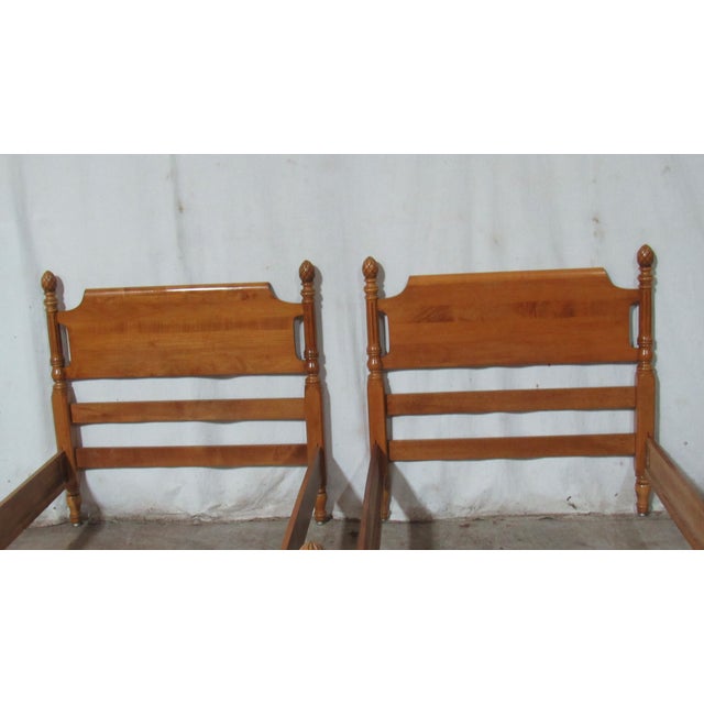 Pair Pineapple Twin Maple Poster Beds Vintage For Sale - Image 4 of 10
