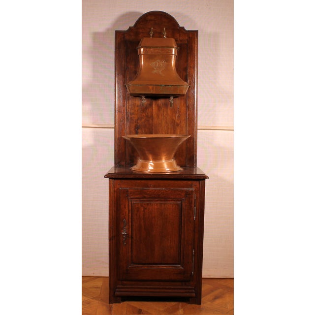 Antique French Oak & Copper Washstand, 1800s For Sale - Image 11 of 11