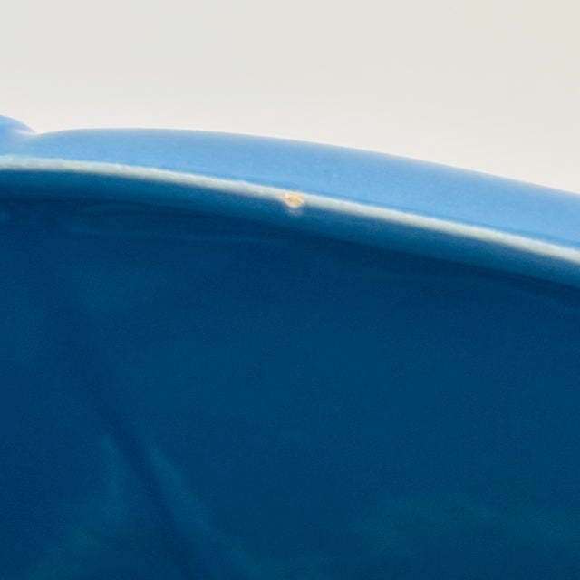 Blue Postmodern Embossed Periwinkle Ceramic Vase For Sale - Image 8 of 9