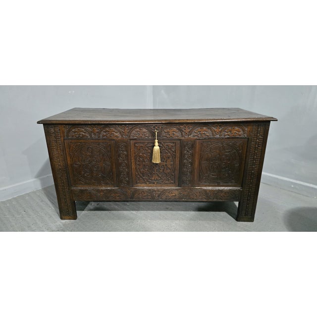 Charles I Oak Coffer, 1650s For Sale - Image 3 of 14