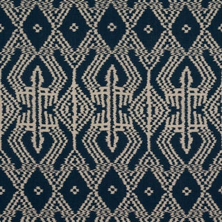 Schumacher Asaka Ikat Fabric in Indigo For Sale