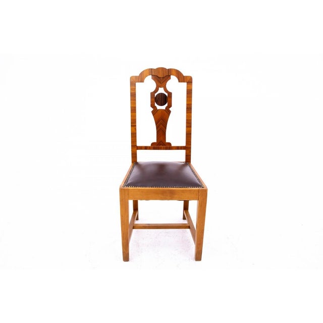 Art Deco Round Table with Chairs, Poland, 1940s, Set of 5 For Sale - Image 10 of 17