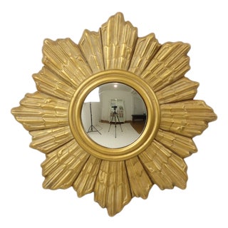 Convex Gilt Sunburst Mirror, 1960s For Sale