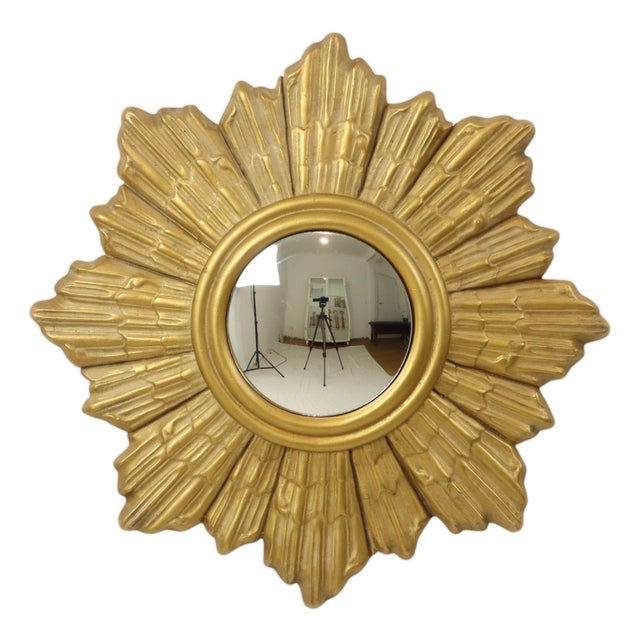 Convex Gilt Sunburst Mirror, 1960s For Sale