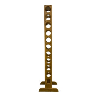 Vintage 70s Mid-Century Modern Wood Wine Rack 11 Bottle Tall Floor Standing 62” For Sale