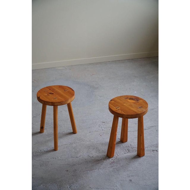 Set of Swedish Pine Tripod Stools, 1960s For Sale - Image 11 of 15