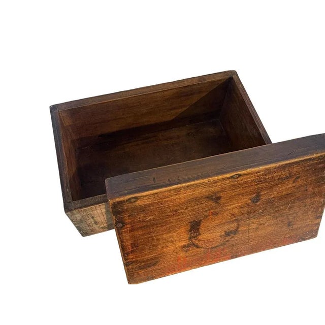 Brown Hand-Decorated Wooden Box, 19th Century For Sale - Image 8 of 9
