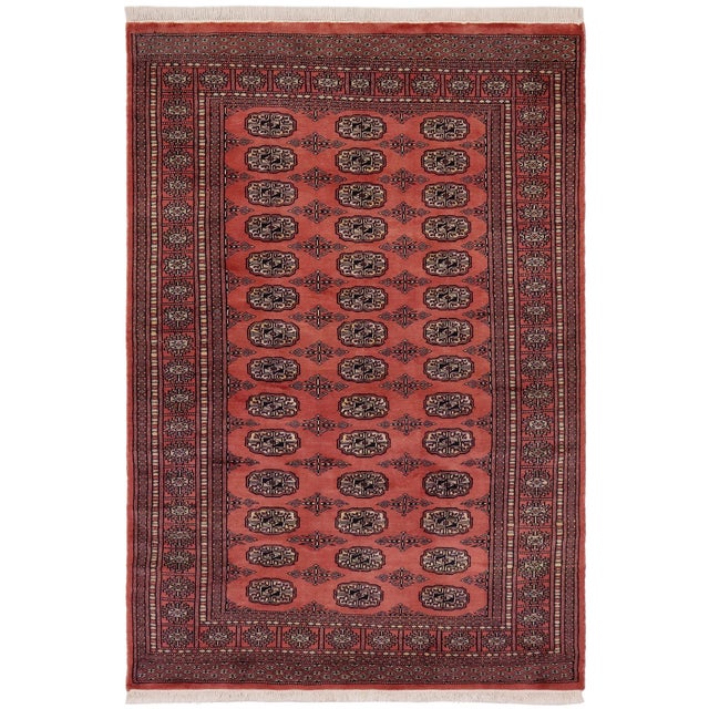 Southwestern Bokhara Desirae Pink Green Hand Knotted Rug For Sale - Image 9 of 9