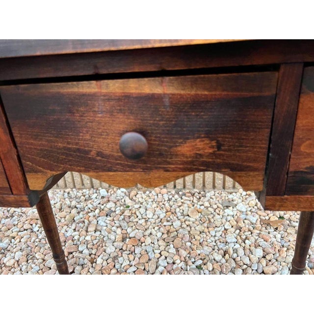 Mid 20th Century Vintage Pine Kidney Shape Vanity Dressing Table For Sale - Image 5 of 11