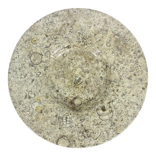 Large Fossil Stone Shallow Bowl or Plate For Sale