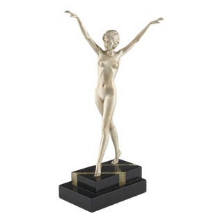 F. Preiss, Striding Lady, Bronze For Sale